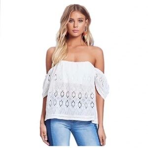 Lovers + Friends White Off-Shoulder Top